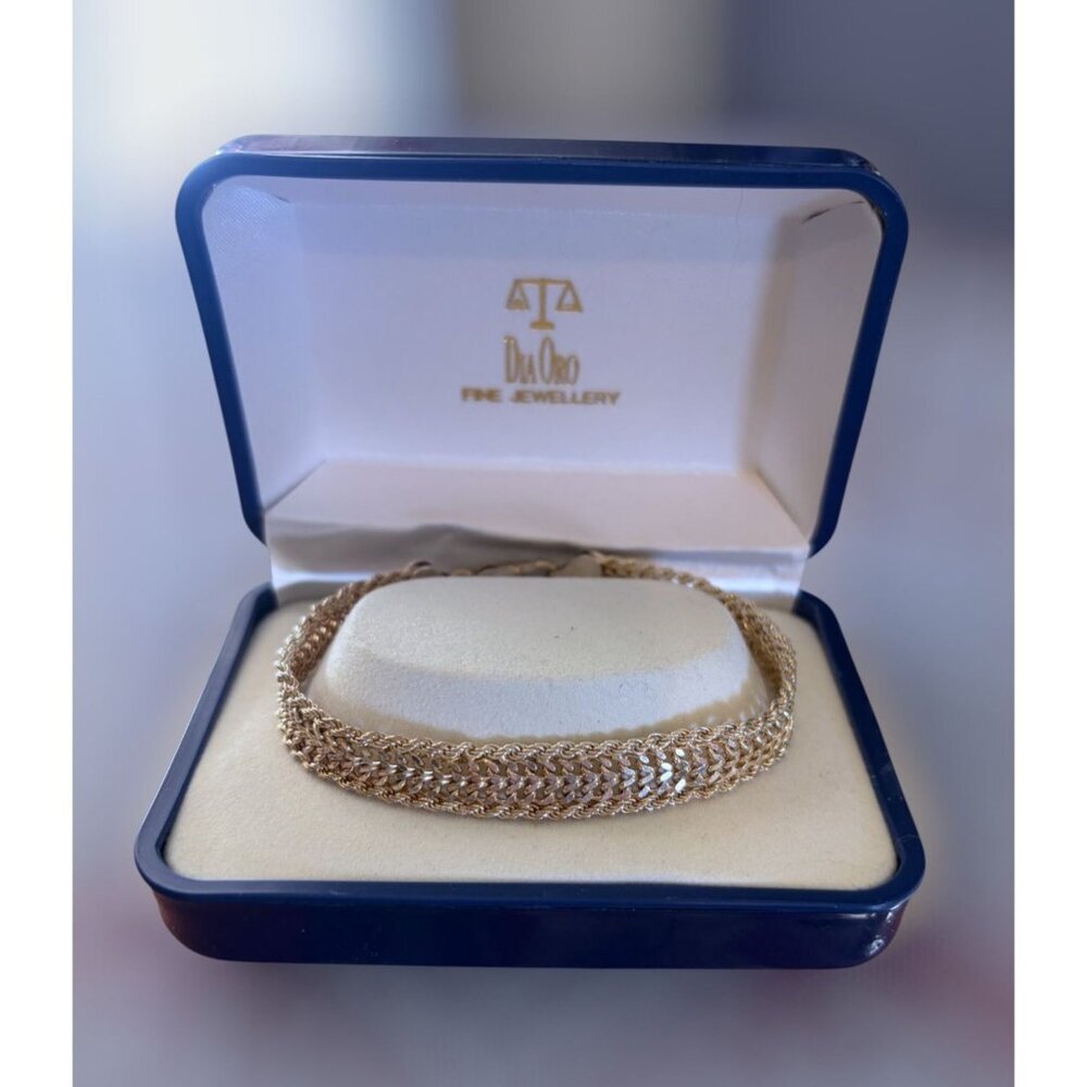 Vintage Dia Oro Sterling Silver 925 Braided Mesh Bracelet with Box Italy